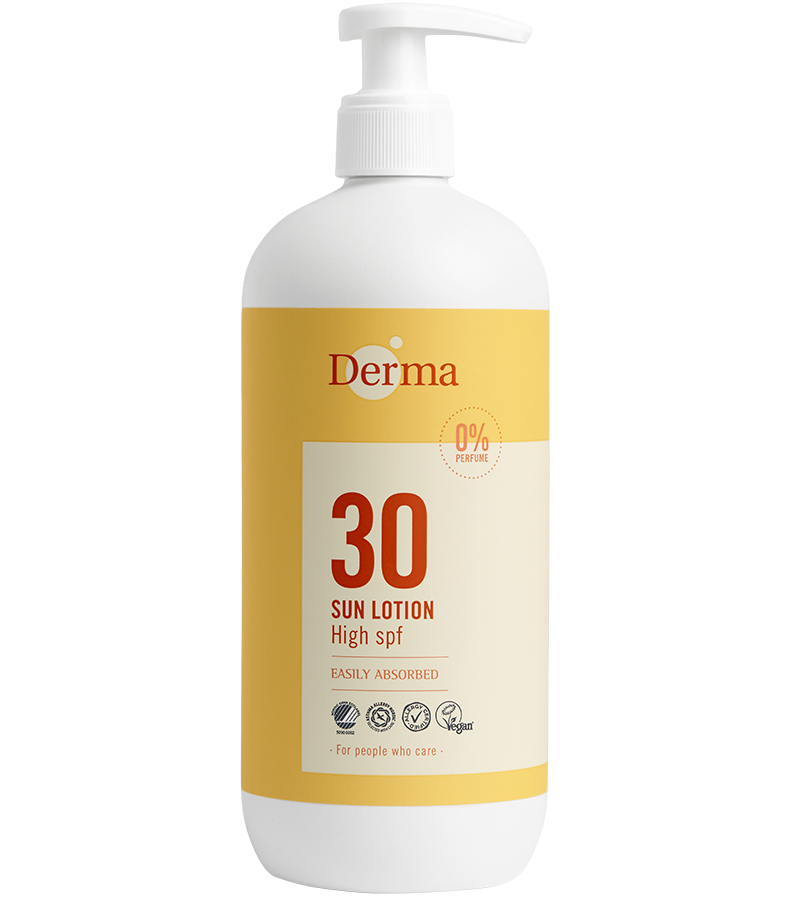 Ved lov Kan beregnes Kæmpe stor Solcreme med høj faktor 30 fra Derma. Praktisk pumpe. Køb nu!